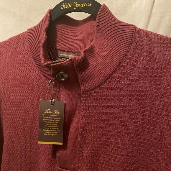 Tasso Elba Supima Cotton Maroon Sweater - Picture 3 of 6